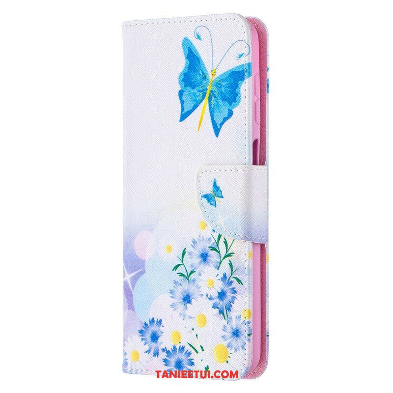 Etui Folio do Samsung Galaxy M12 / A12 Malowane Motyle I Kwiaty