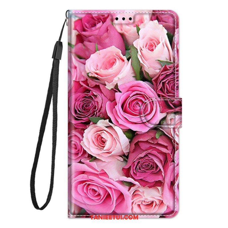Etui Folio do Samsung Galaxy M23 5G Róże Z Smyczą