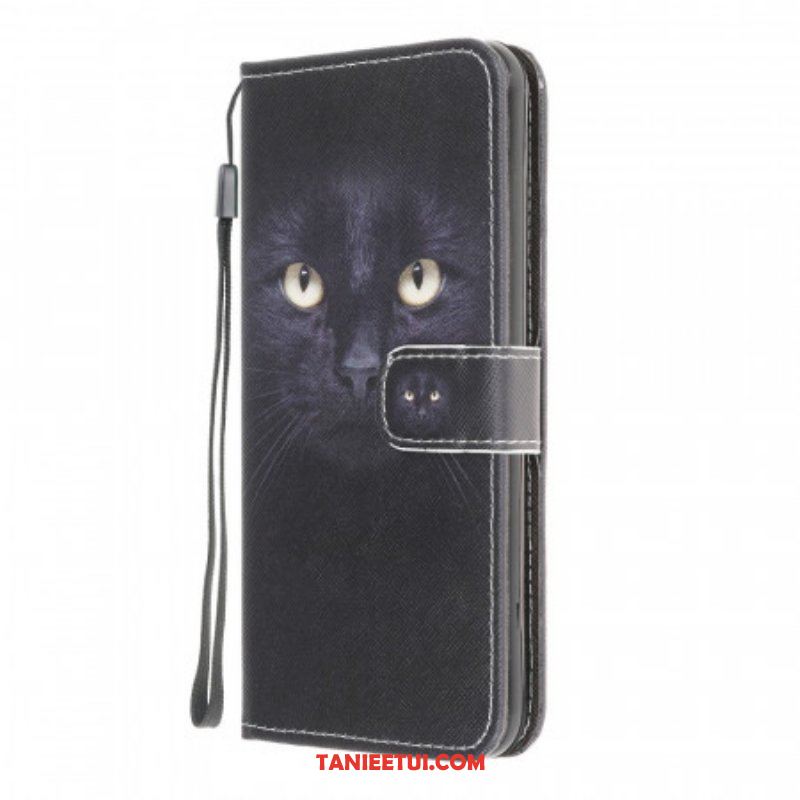 Etui Folio do Samsung Galaxy M32 z Łańcuch Czarne Kocie Oczy W Paski