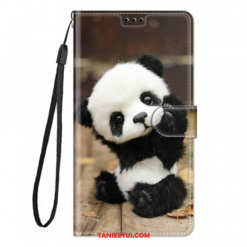 Etui Folio do Samsung Galaxy M53 5G z Łańcuch Mała Panda Z Paskiem