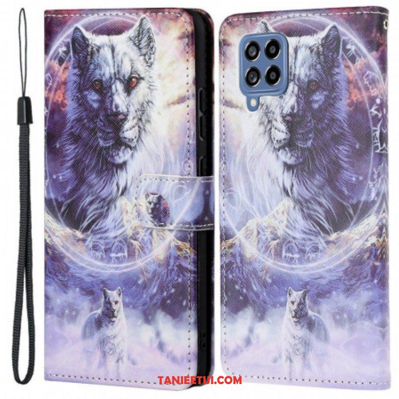 Etui Folio do Samsung Galaxy M53 5G z Łańcuch Smycz Wilk