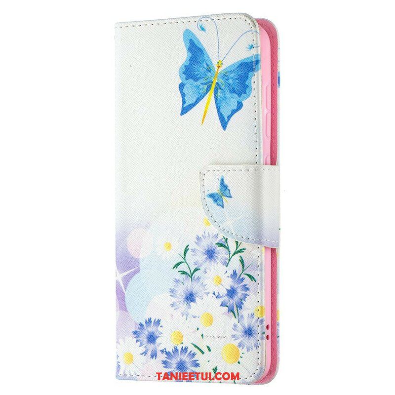 Etui Folio do Samsung Galaxy S21 FE Malowane Motyle I Kwiaty