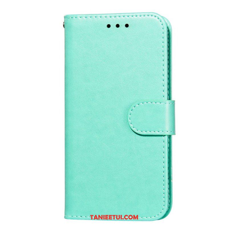 Etui Folio do Samsung Galaxy S22 5G z Łańcuch Pasek W Jednolitym Kolorze