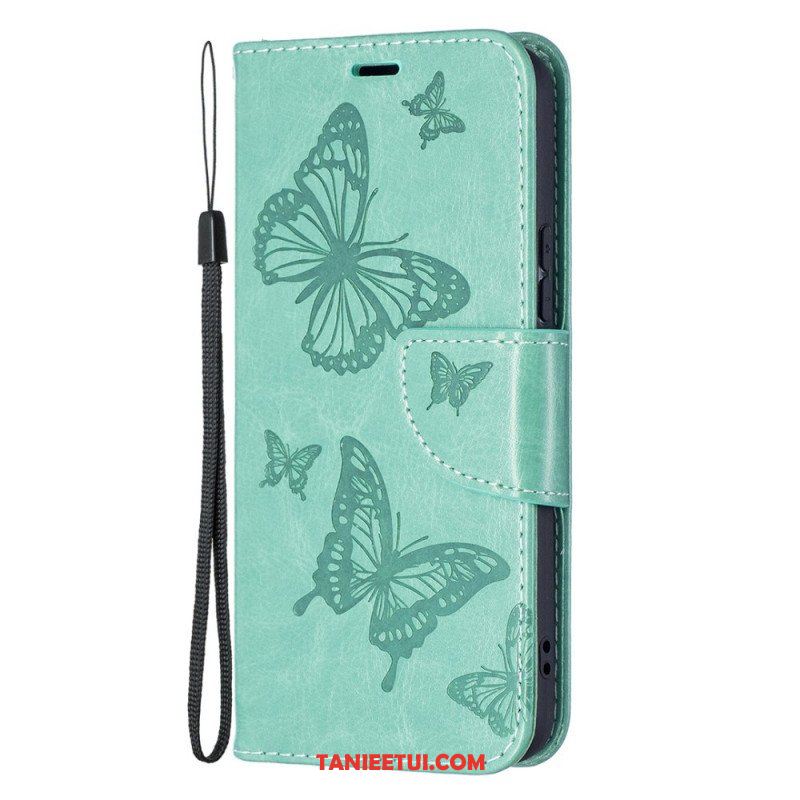 Etui Folio do Samsung Galaxy S22 Plus 5G Motyle W Locie Z Smyczą