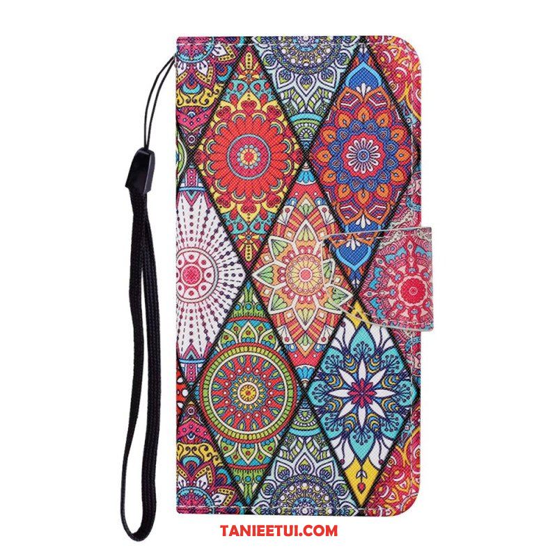 Etui Folio do Samsung Galaxy S22 Ultra 5G Patchwork Ze Smyczą