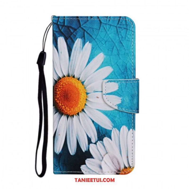 Etui Folio do Samsung Galaxy S22 Ultra 5G z Łańcuch Stringi Stokrotki