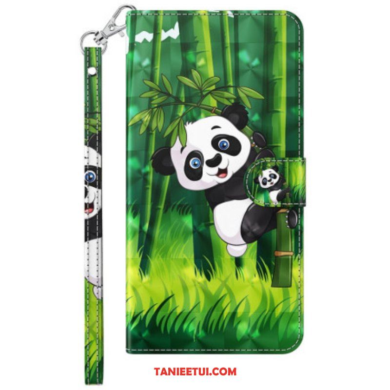 Etui Folio do Samsung Galaxy S23 Plus 5G z Łańcuch Panda I Bambus Z Smyczą