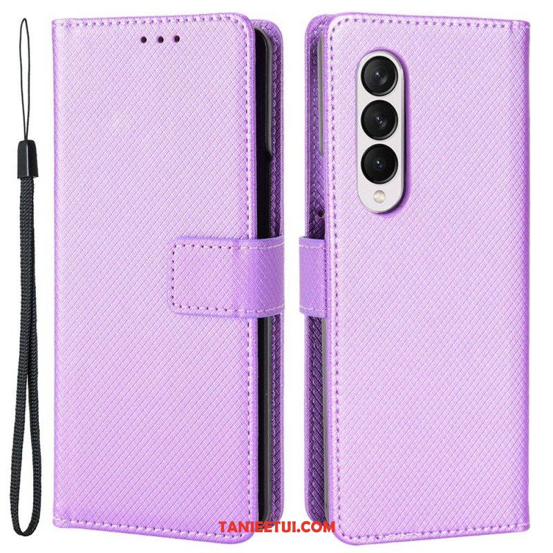 Etui Folio do Samsung Galaxy Z Fold 4 z Łańcuch Diamentowy Pasek