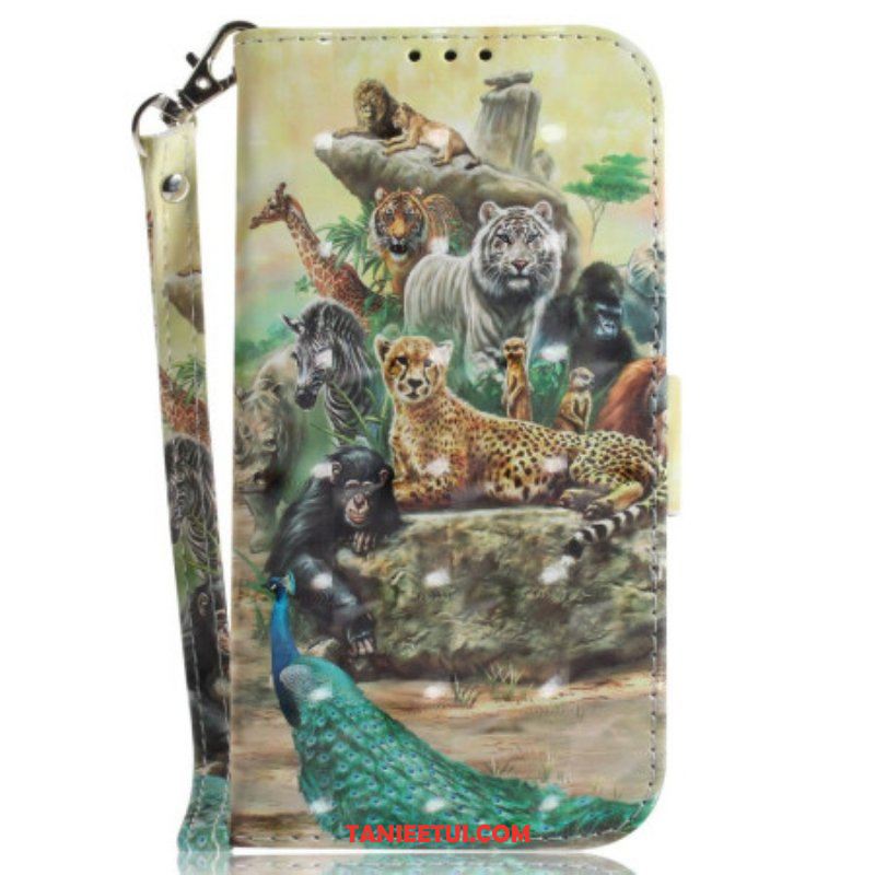 Etui Folio do Xiaomi 12 / 12X z Łańcuch Stringi Safari Animals