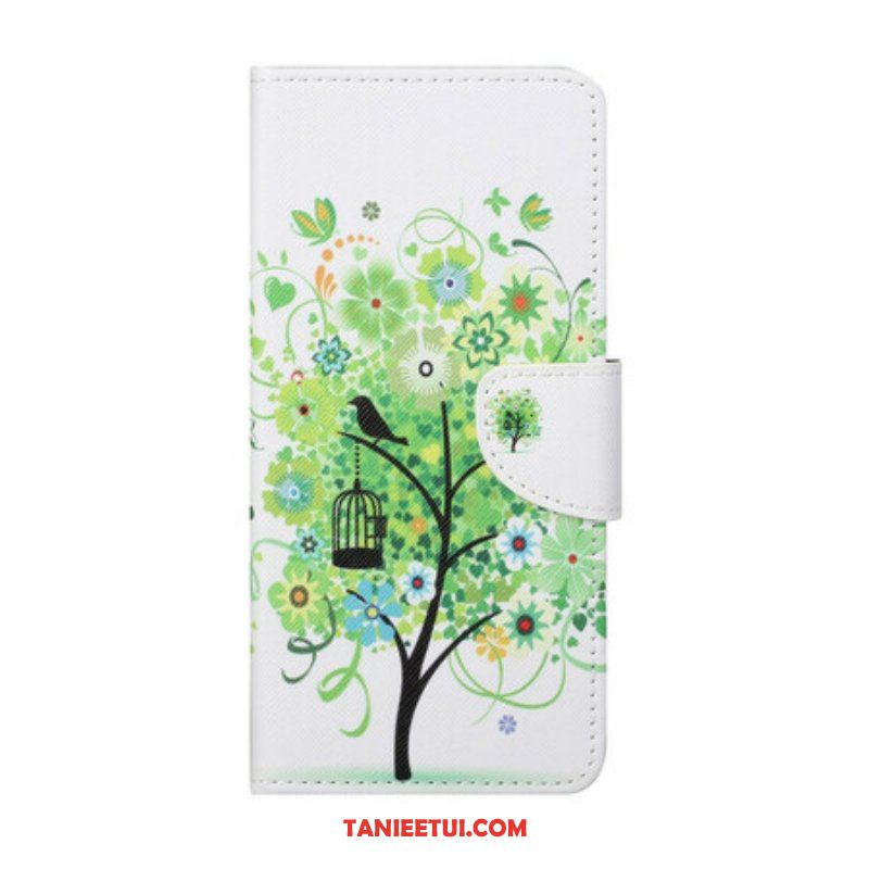 Etui Folio do Xiaomi Redmi Note 10 5G Zielone Liście Drzewa
