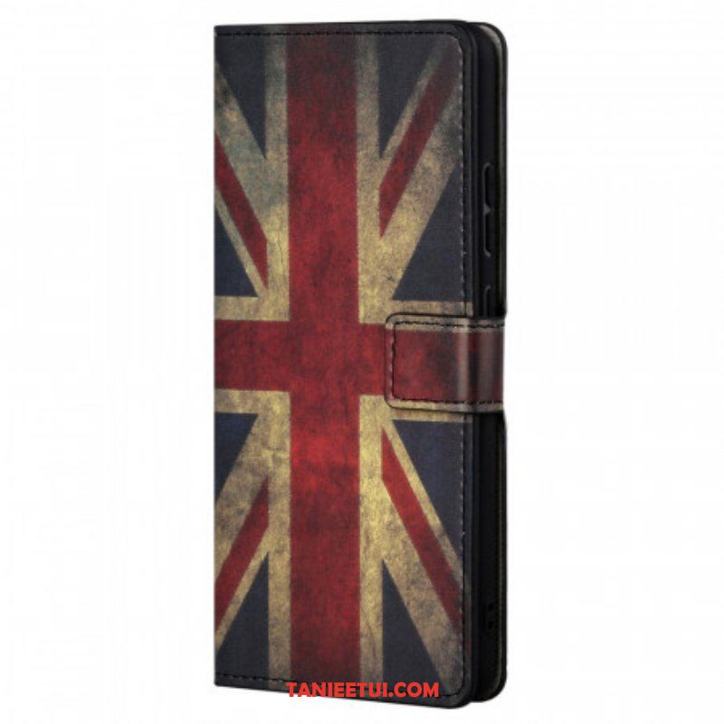Etui Folio do Xiaomi Redmi Note 11 / 11S z Łańcuch Flaga Anglii Ze Smyczą