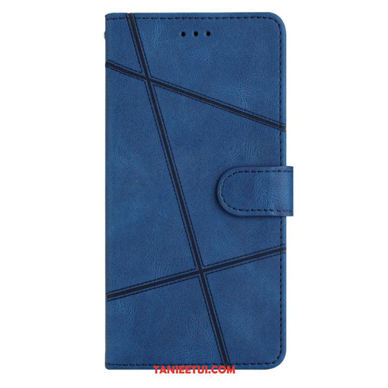 Etui Folio do Xiaomi Redmi Note 12 4G z Łańcuch Geometryczne Paski