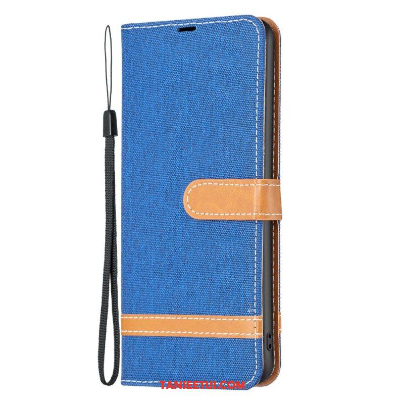 Etui Folio do Xiaomi Redmi Note 12 Pro z Łańcuch Pasek Z Efektem Tkaniny I Skóry