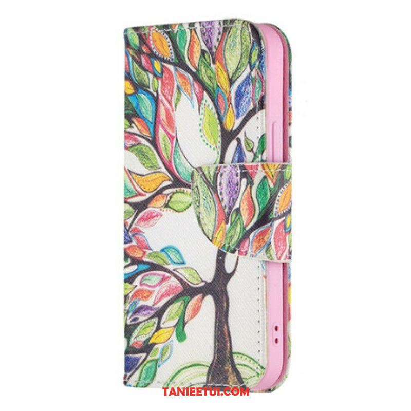 Etui Folio do iPhone 13 Mini Kolorowe Drzewo