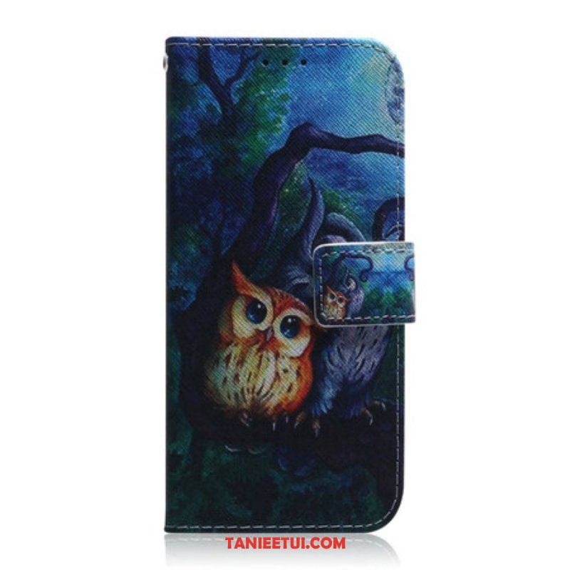 Etui Folio do iPhone 13 Pro Malowanie Sów