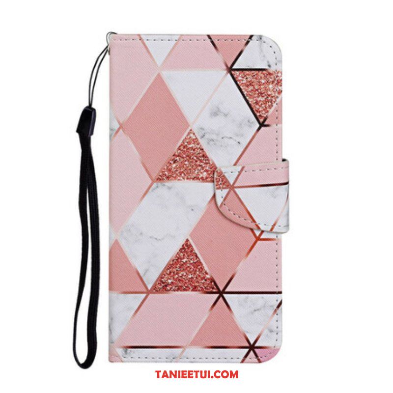 Etui Folio do iPhone 13 Pro Marmur I Cekiny Z Paskiem