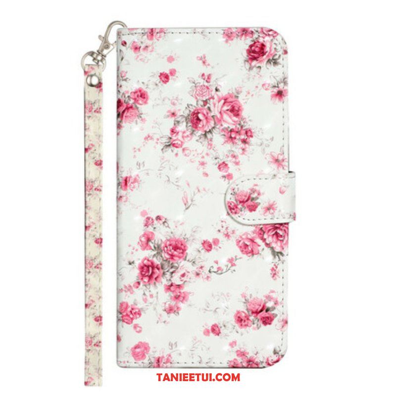 Etui Folio do iPhone 13 Pro Max z Łańcuch Pasek Light Spot Flowers