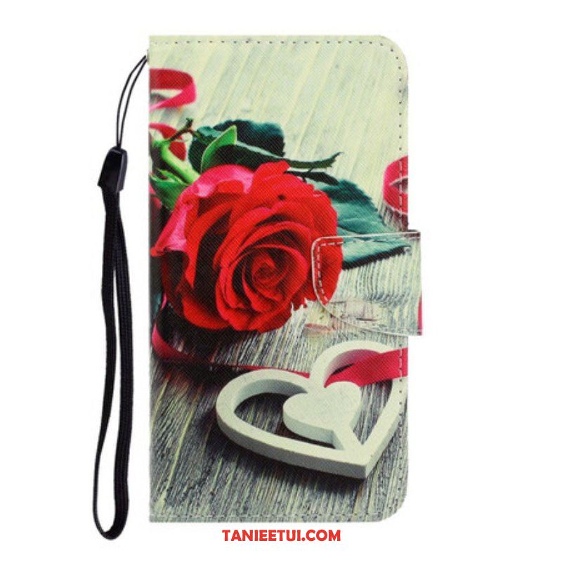 Etui Folio do iPhone 13 Pro z Łańcuch Romantyczna Róża Z Paskiem