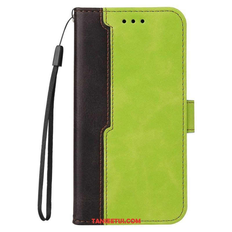 Etui Folio do iPhone 14 Dwukolorowy Z Paskiem