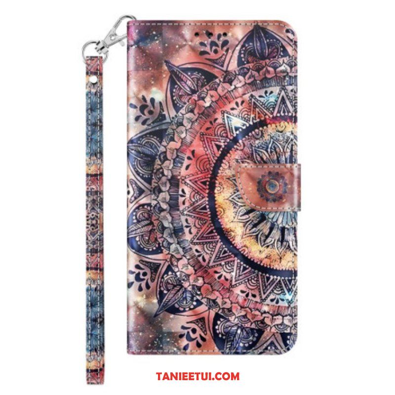 Etui Folio do iPhone 14 Pro z Łańcuch Kolorowa Mandala Z Paskami