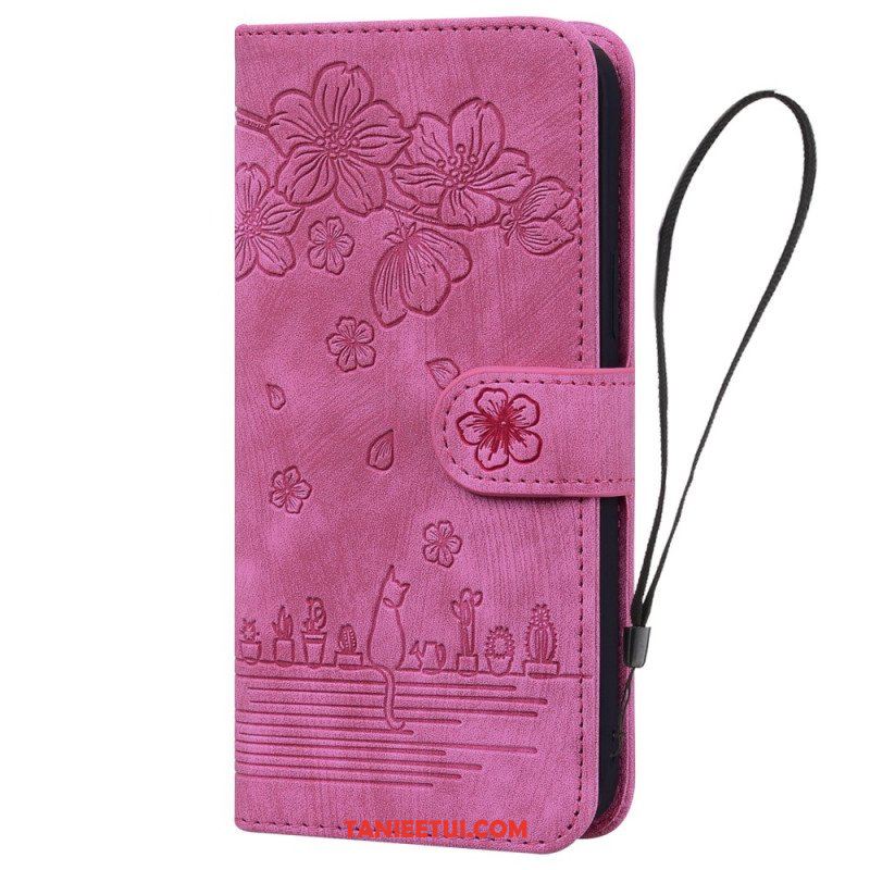 Etui Folio do iPhone 15 Pro Max z Łańcuch Stringi Cat Daydream