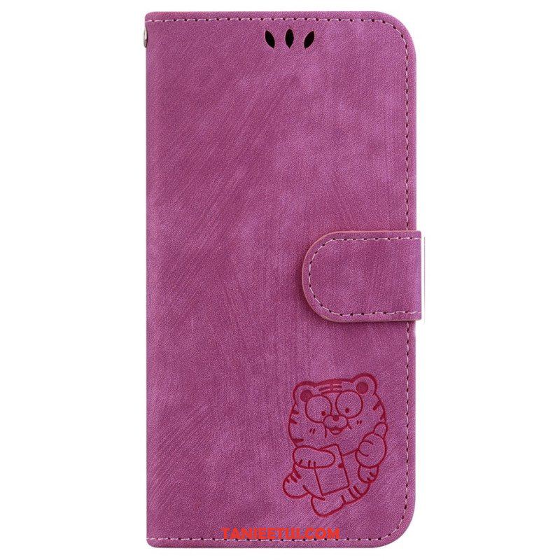 Etui Folio do iPhone 15 Pro Słodki Tygrys