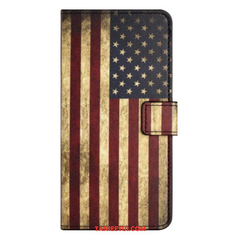 Etui Folio do iPhone 15 Vintage Flaga Usa