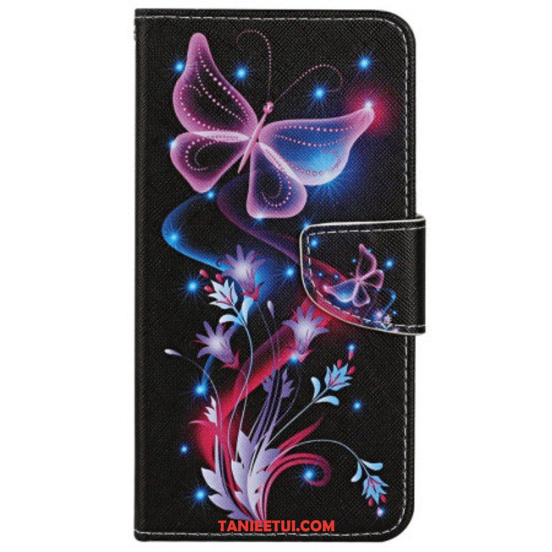 Etui Folio do iPhone 15 z Łańcuch Lot Ćm Na Smyczy