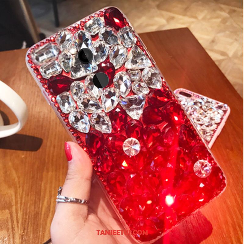 Etui Htc U11+ Ochraniacz Czerwony Netto Rhinestone, Pokrowce Htc U11+ Czerwony Telefon Komórkowy Luksusowy