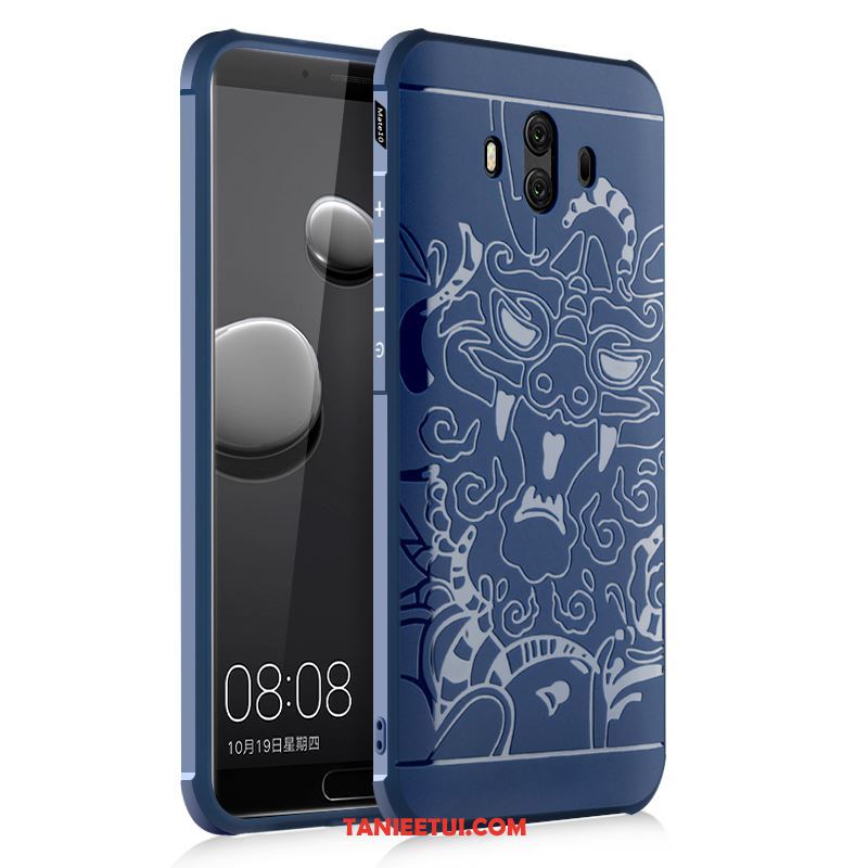 Etui Huawei Mate 10 Niebieski Telefon Komórkowy Silikonowe, Futerał Huawei Mate 10 Miękki Nubuku Wzór Smoka