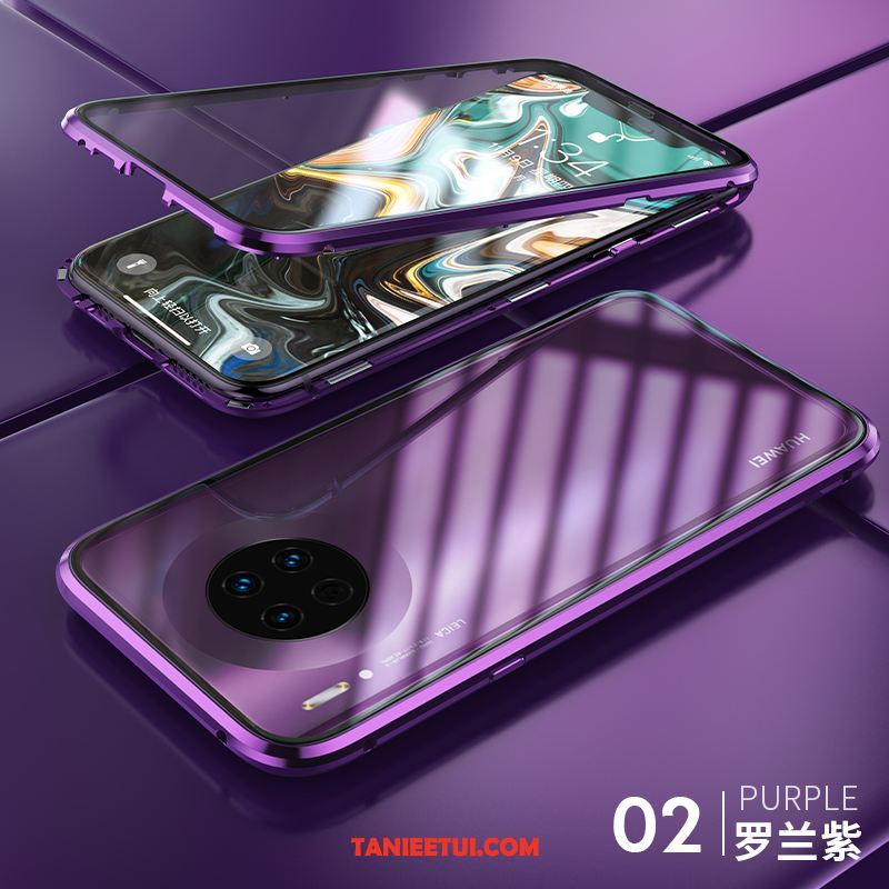 Etui Huawei Mate 30 Pro Przezroczysty Czerwony Netto Purpurowy, Obudowa Huawei Mate 30 Pro Dwustronny Anti-fall Magnetyzm