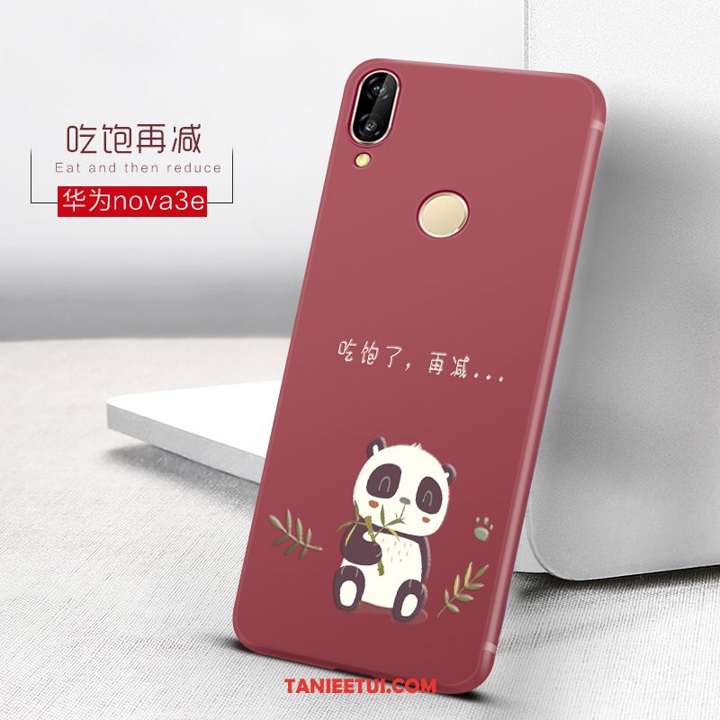 Etui Huawei Nova 3e Zakochani Czerwony Czerwony Netto, Obudowa Huawei Nova 3e Anti-fall Nubuku Miękki