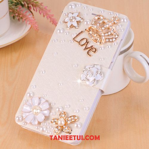 Etui Huawei Nova 3i Telefon Komórkowy Klapa Skórzany Futerał, Obudowa Huawei Nova 3i Anti-fall Biały Rhinestone