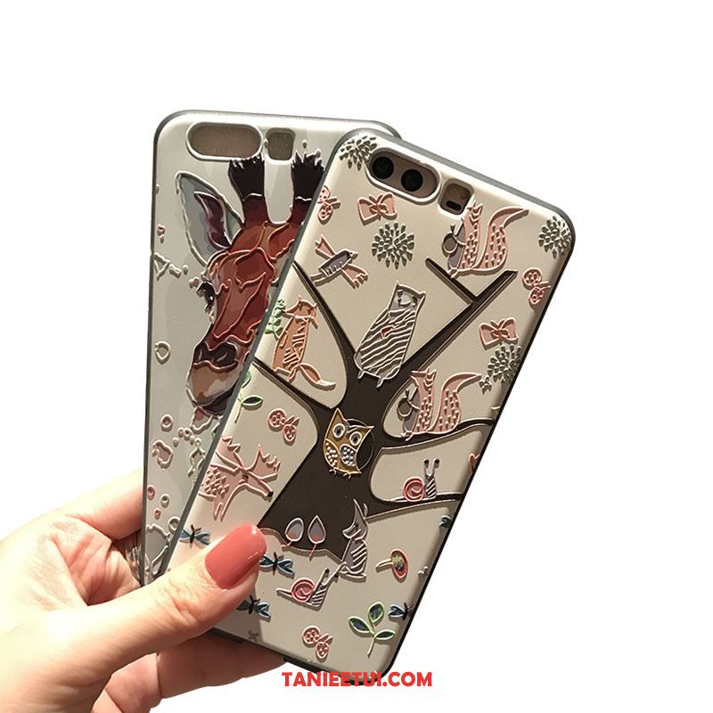 Etui Huawei P10 Plus Nubuku Lis Czarny, Futerał Huawei P10 Plus Silikonowe Relief Miękki Beige