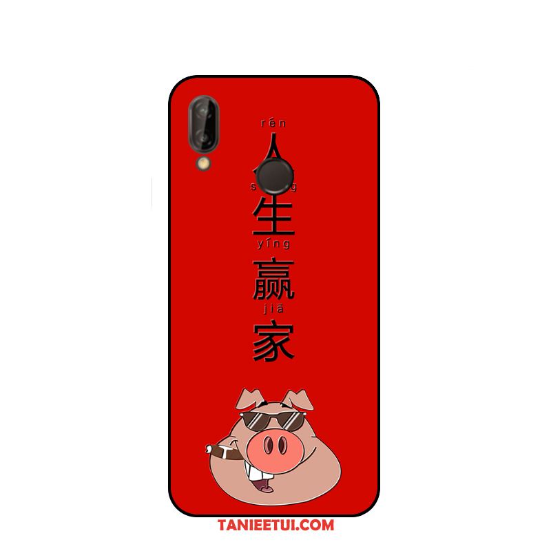 Etui Huawei P20 Lite Czerwony Telefon Komórkowy Ochraniacz, Obudowa Huawei P20 Lite Wiszące Ozdoby Relief