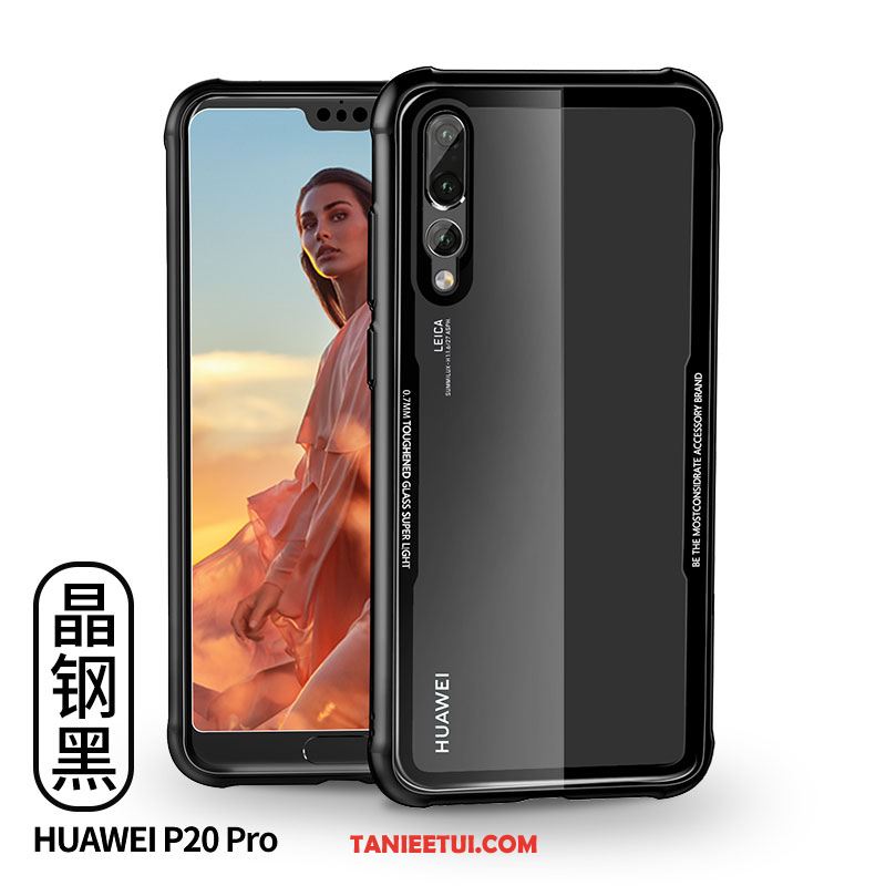 Etui Huawei P20 Pro Nowy Anti-fall Ochraniacz, Pokrowce Huawei P20 Pro Przezroczysty Szkło Czarny