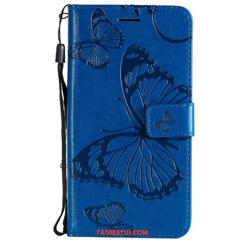 Etui Huawei P30 Lite Niebieski Anti-fall Skórzany Futerał, Obudowa Huawei P30 Lite Motyl Kreskówka Wiszące Ozdoby