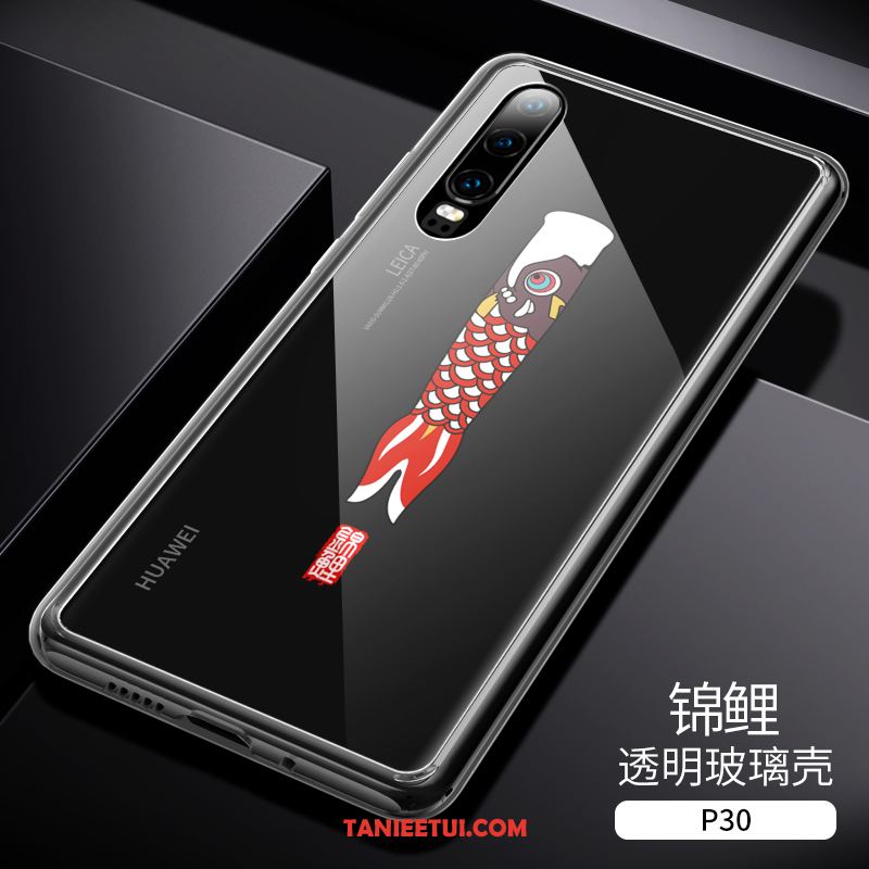 Etui Huawei P30 Przezroczysty Anti-fall Chiński Styl, Obudowa Huawei P30 All Inclusive Szkło Czarny