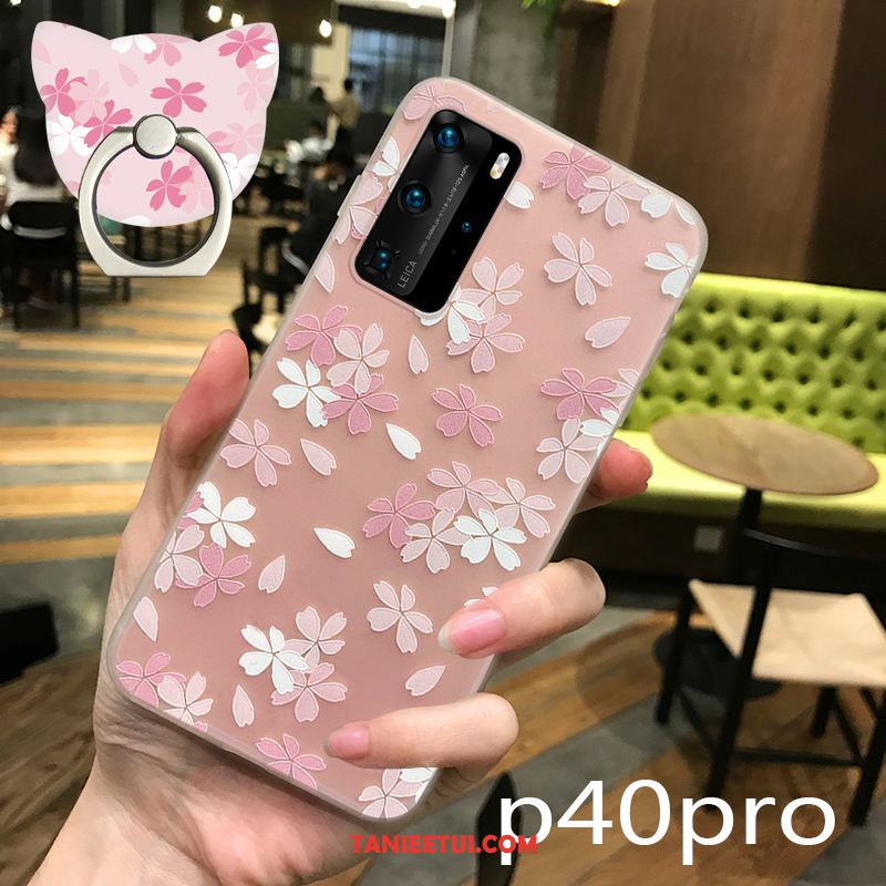 Etui Huawei P40 Pro Cienkie Telefon Komórkowy Przezroczysty, Futerał Huawei P40 Pro Sakura Modna Marka Różowe
