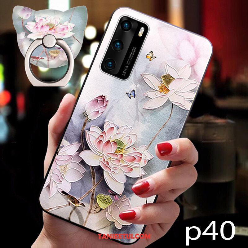 Etui Huawei P40 Silikonowe Różowe Anti-fall, Pokrowce Huawei P40 Wiatr Telefon Komórkowy Chiński Styl