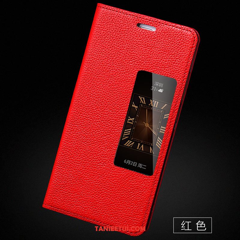 Etui Huawei P9 Plus Prawdziwa Skóra Otwórz Okno Czerwony, Futerał Huawei P9 Plus Klapa Telefon Komórkowy Skórzany Futerał Braun