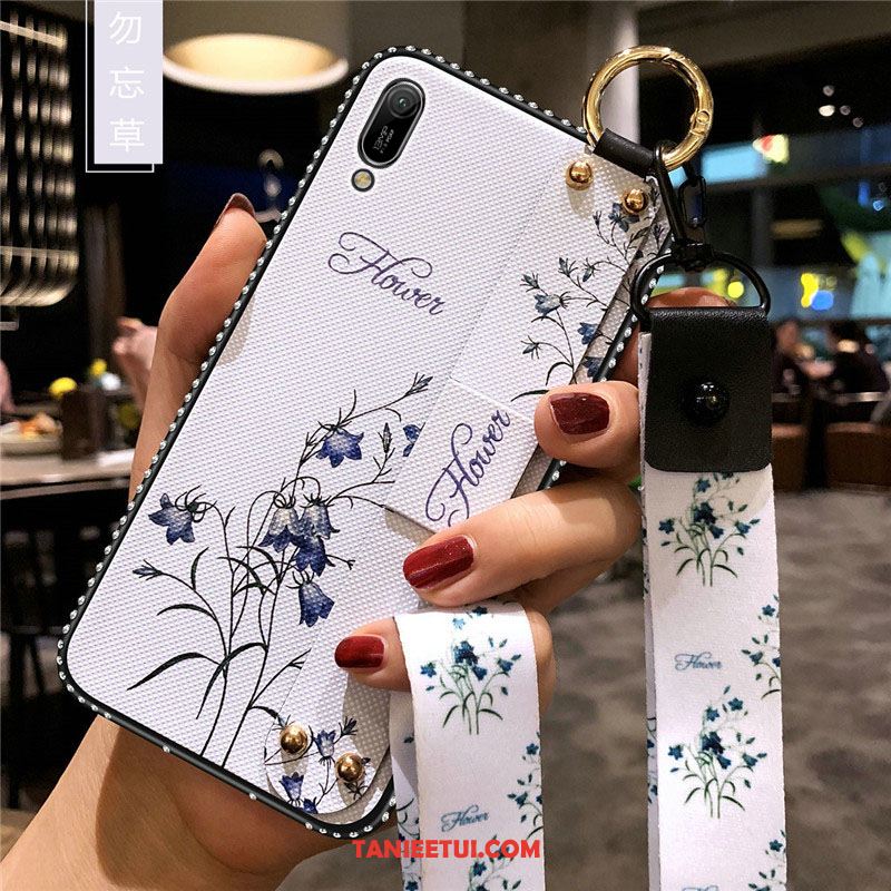 Etui Huawei Y6 2019 Biały Pu Wiszące Ozdoby, Pokrowce Huawei Y6 2019 Silikonowe Miękki Anti-fall