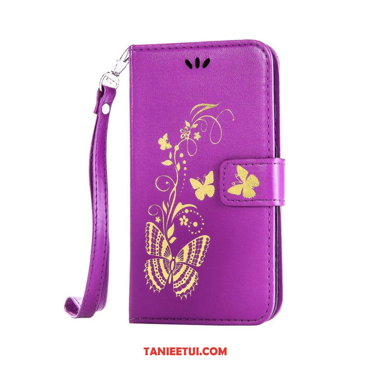 Etui Huawei Y6 Pro 2017 Motyl Wspornik Purpurowy, Pokrowce Huawei Y6 Pro 2017 Skóra Relief Telefon Komórkowy