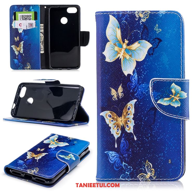 Etui Huawei Y6 Pro 2017 Niebieski Karta Silikonowe, Obudowa Huawei Y6 Pro 2017 Telefon Komórkowy Portfel Miękki