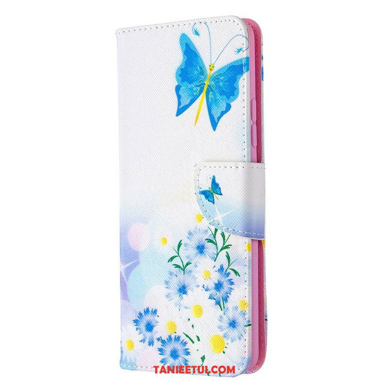 Etui Na Telefon Pokrowce do Samsung Galaxy A42 5G Malowane Motyle I Kwiaty