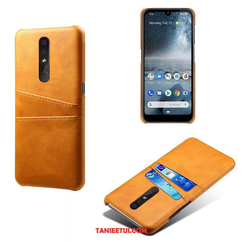 Etui Nokia 4.2 Ochraniacz Karta Pomarańczowy, Obudowa Nokia 4.2 Anti-fall Skórzany Futerał Telefon Komórkowy