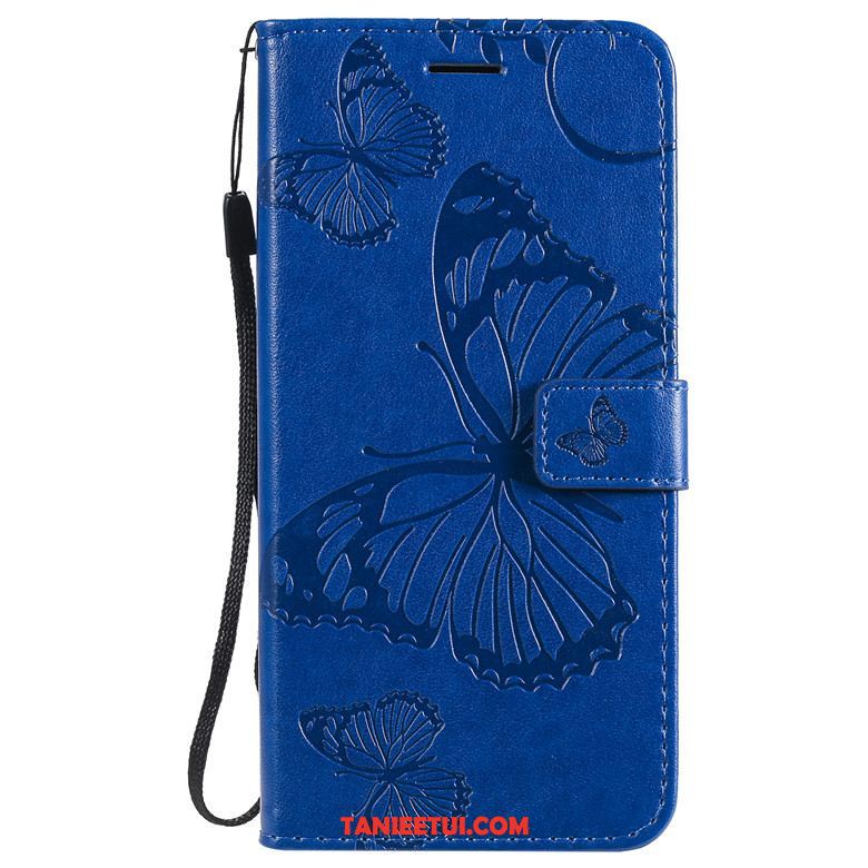 Etui Nokia 6.2 Ochraniacz Niebieski Anti-fall, Futerał Nokia 6.2 Klapa Kwiaty Motyla Skórzany