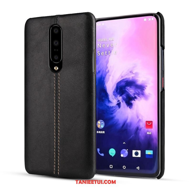 Etui Oneplus 7 Pro Prawdziwa Skóra Czarny Casual, Futerał Oneplus 7 Pro Telefon Komórkowy Skóra Bydlęca Nubuku