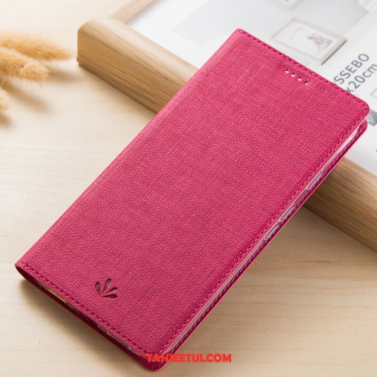Etui Oppo F7 Czerwony Płótno Wspornik, Futerał Oppo F7 Nubuku Osobowość Wzór