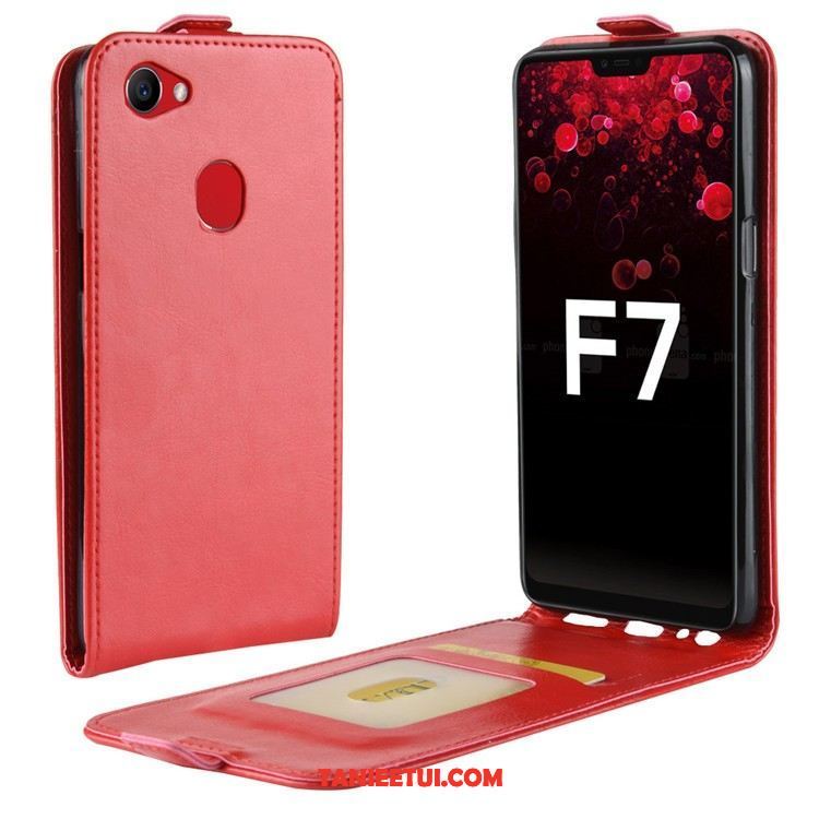 Etui Oppo F7 Ochraniacz Telefon Komórkowy Anti-fall, Obudowa Oppo F7 Skórzany Futerał Czerwony